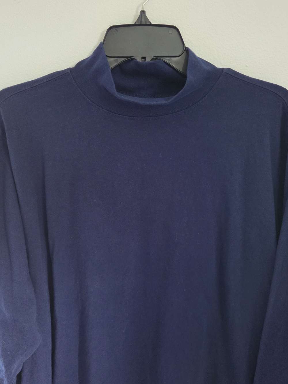Lands' End Top Mock Turtleneck Women 1X  blue Relaxed Fit Cotton Long Sleeve Top